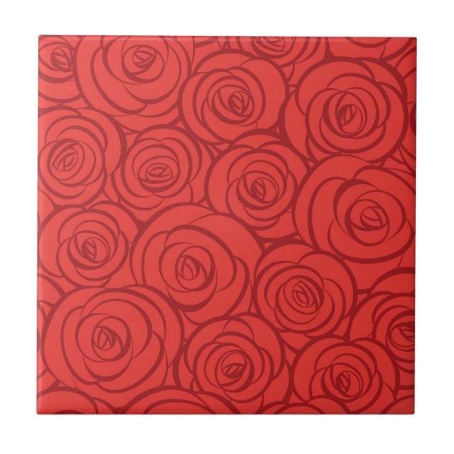 Abstract Red Roses Background Tile (Front)