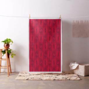 Abstract Red Roses Geometric Pattern Fabric