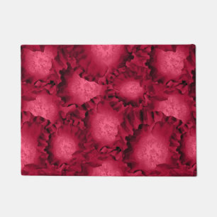Abstract red roses poppy flowers floral romantic V Doormat
