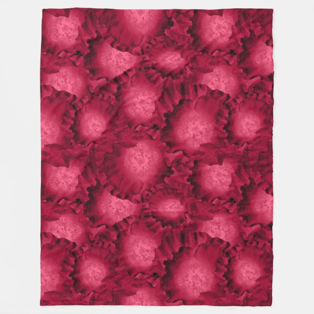 Abstract red roses poppy flowers floral romantic V Fleece Blanket (Front)