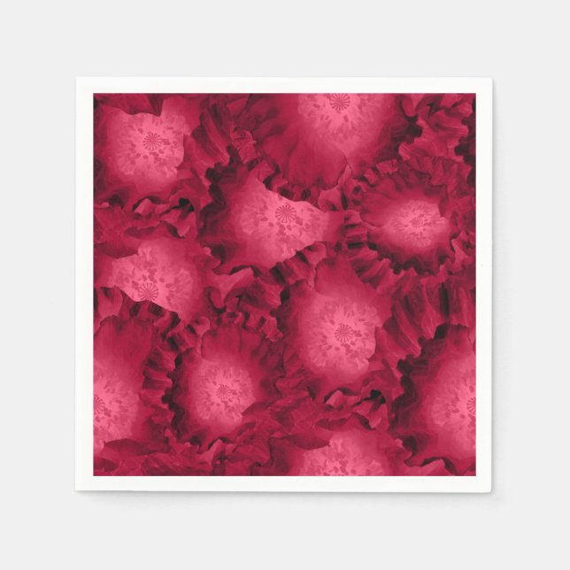 Abstract red roses poppy flowers floral romantic V Napkin (Front)