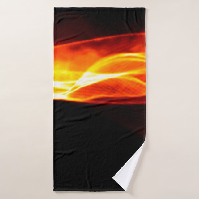 Abstract red smoke Fire over black background. Wav Bath Towel (Bath Towel)