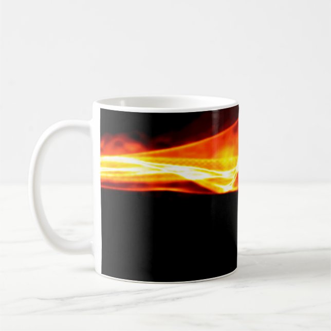 Abstract red smoke Fire over black background. Wav Coffee Mug (Left)