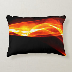 Abstract red smoke Fire over black background. Wav Decorative Cushion