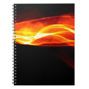 Abstract red smoke Fire over black background. Wav Notebook