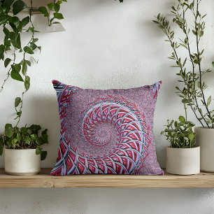 Abstract Red Spiral Fractal Cushion