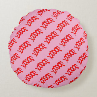 Abstract Red Spiral Road on Black Background Round Cushion
