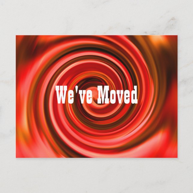 Abstract Red Swirls New Address Announcement Postcard (Front)