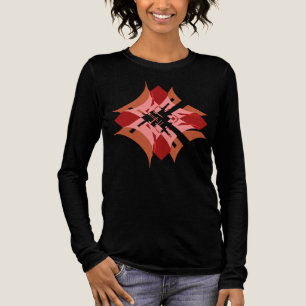 Abstract Red Tan Pink Diamond Floral Pop Art Look Tri-Blend Shirt