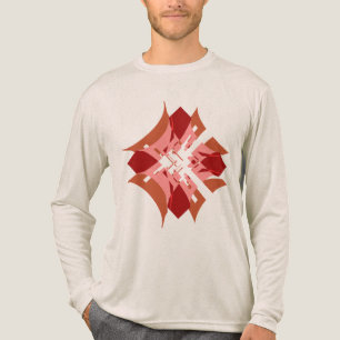 Abstract Red Tan Pink Diamond Floral Pop Art Look Tri-Blend Shirt