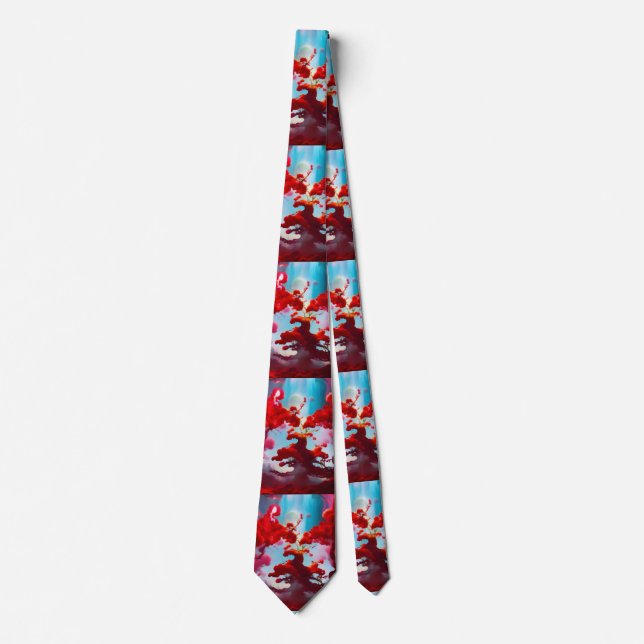 Abstract red trees tie (Front)