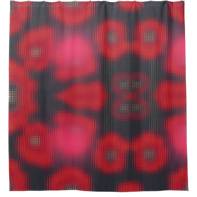 Abstract Red Tulips on Black Shower Curtains (Front)