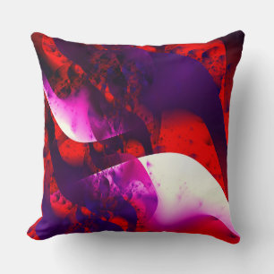 Abstract red violet fractal fantasy cushion