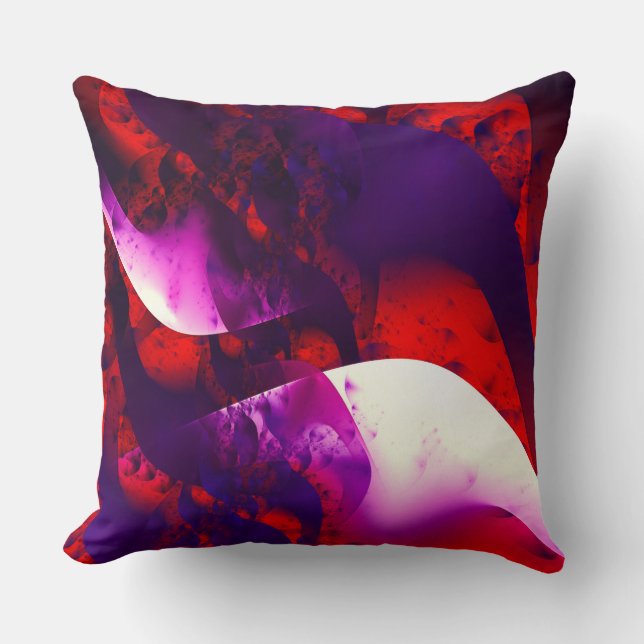 Abstract red violet fractal fantasy cushion (Front)