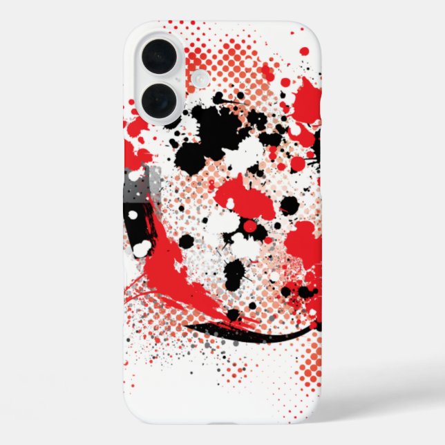 Abstract Red White and Black Paint Splatter Case-Mate iPhone Case (Back)