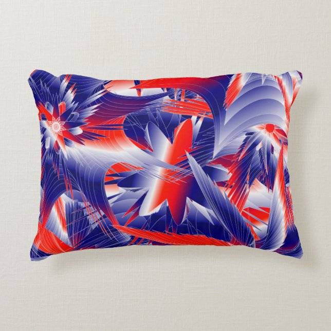 Abstract Red White and Blue Decorative Cushion (Front)