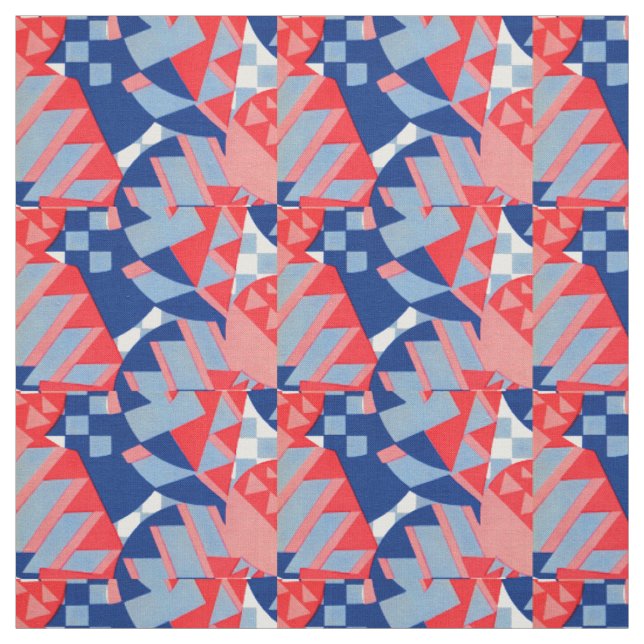 abstract red white and blue print no. 1 fabric (Swatch)
