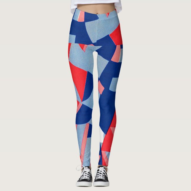 abstract red white and blue print no. 1 leggings (Front)