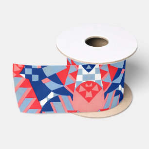 abstract red white and blue print no. 1 satin ribbon