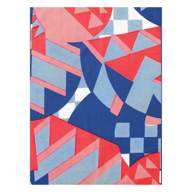 abstract red white and blue print no. 1 tablecloth (Front)