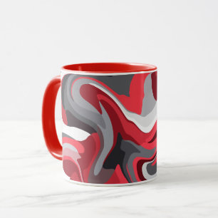 Abstract Red, white and Grey Colour Flow Mug