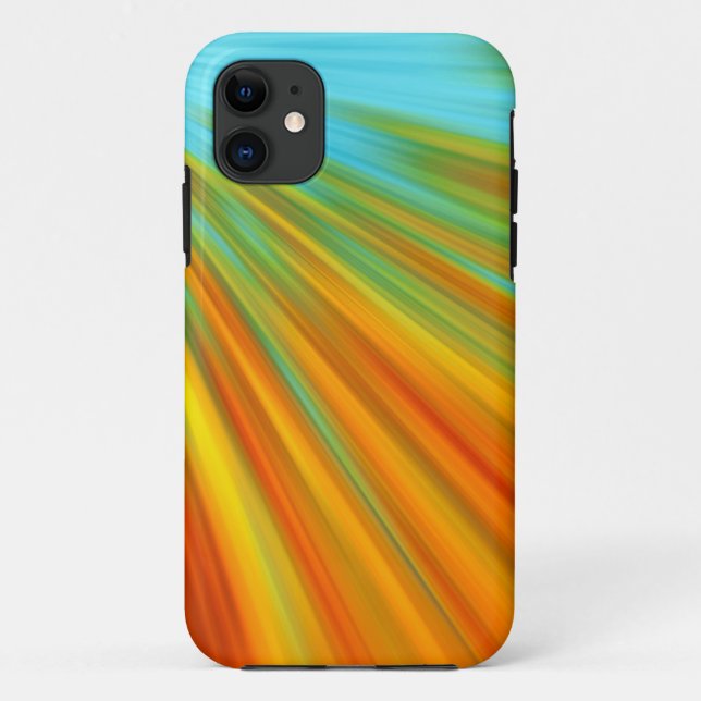 Abstract  red yellow orange green stripes on blue Case-Mate iPhone case (Back)