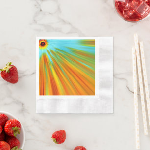 Abstract  red yellow orange green stripes on blue  napkin