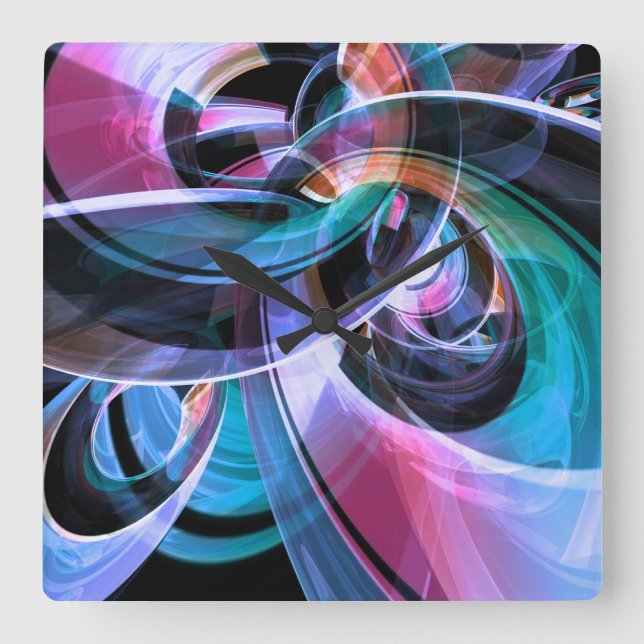 Abstract Reflecting Rings Square Wall Clock (Front)