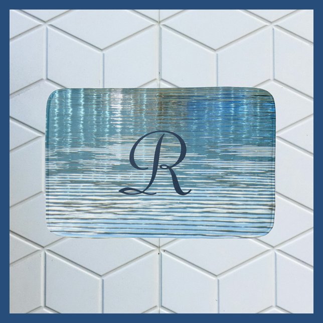 Abstract Reflection Monogrammed Initial Plush  Bath Mat (Creator Uploaded)