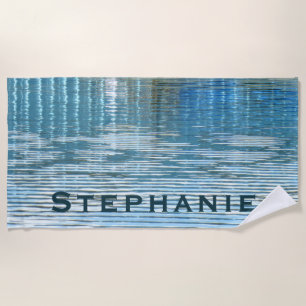 Abstract Reflection with Name Blue Beach Towel