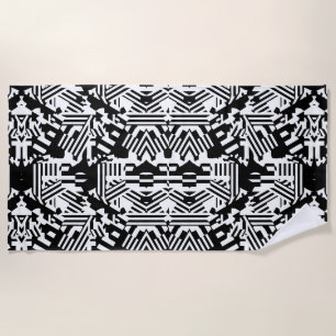 Abstract Reflections: Lines, Cubes, and Monochrome Beach Towel