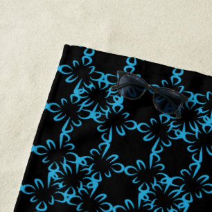 Abstract Repeat Pattern Geometric Eclipse Line Art Beach Towel