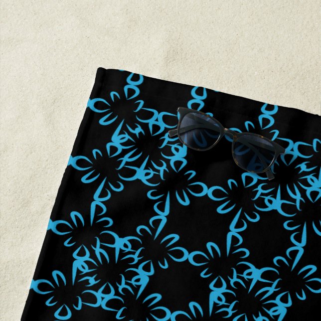 Abstract Repeat Pattern Geometric Eclipse Line Art Beach Towel (In Situ)