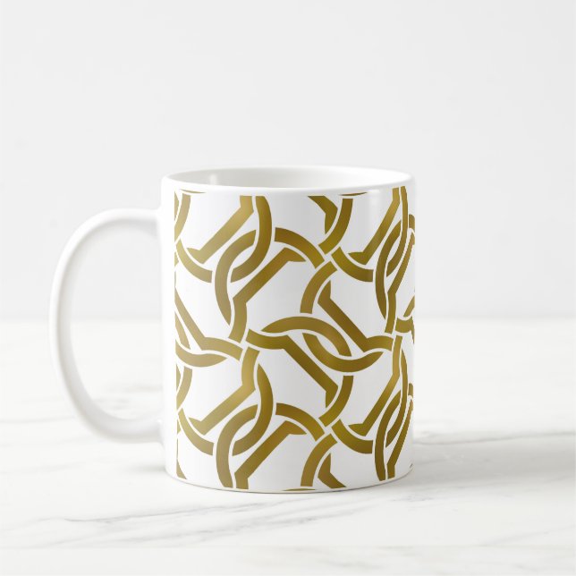 Abstract repeatable background of golden twisted s coffee mug (Left)