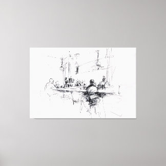 Abstract Restaurant Scene - Canvas Print