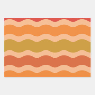 Abstract retro 70s groovy funky waves  wrapping paper sheet