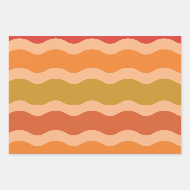 Abstract retro 70s groovy funky waves  wrapping paper sheet (Front)