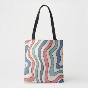 Abstract Retro 70s Marble Blue Red Groovy Pattern Tote Bag