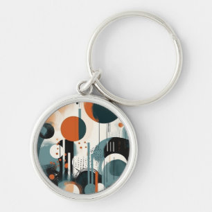 Abstract Retro Art, customisable Key Ring