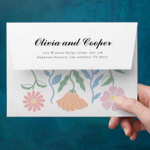 Abstract Retro Boho Chic Colourful Floral Wedding Envelope