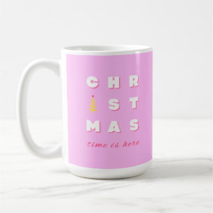 Abstract Retro Christmas Pink Holiday Decor Preppy Coffee Mug