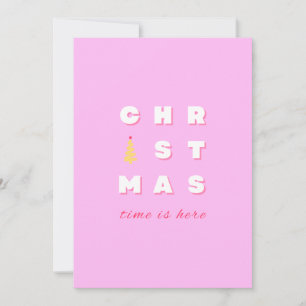 Abstract Retro Christmas Pink Holiday Decor Preppy Invitation