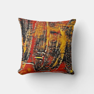 Abstract Retro Circle Wheel Red Black Cushion