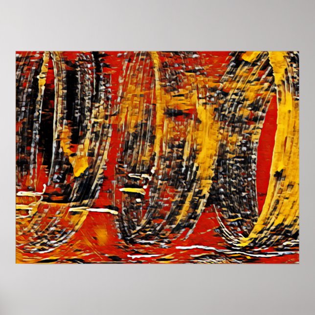 Abstract Retro Circle Wheel Red Black Poster (Front)