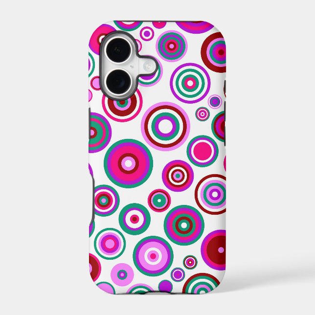 Abstract Retro Circles Pattern | Blue Red Pink (Back)