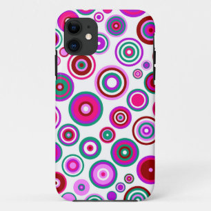 Abstract Retro Circles Pattern   Blue Red Pink Case-Mate iPhone Case