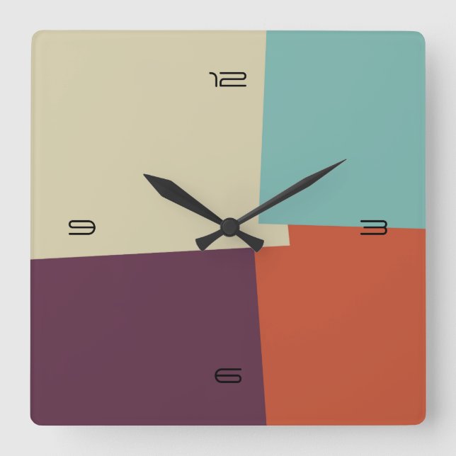 Abstract Retro Color Geometric Pattern #7 Square Wall Clock (Front)