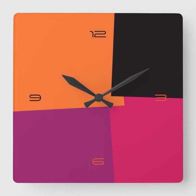 Abstract Retro Color Geometric Pattern #9 Square Wall Clock (Front)