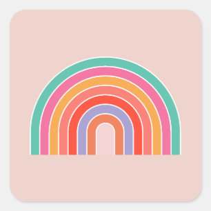 Abstract Retro Colourful Rainbow Square Sticker
