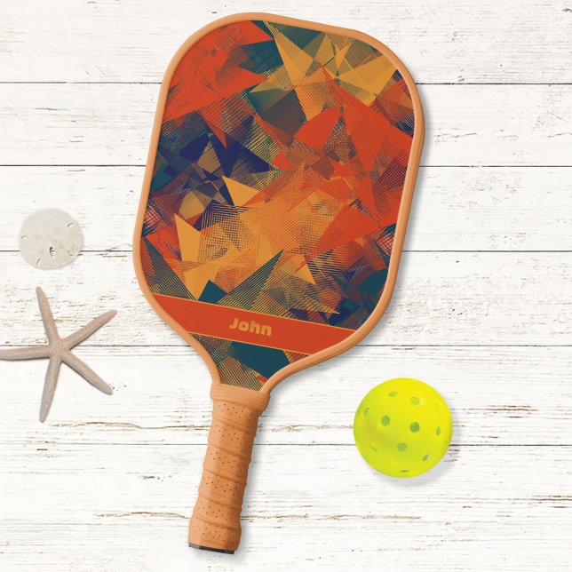Abstract Retro Cool Pattern Monogrammed Sports Pro Pickleball Paddle (Creator Uploaded)
